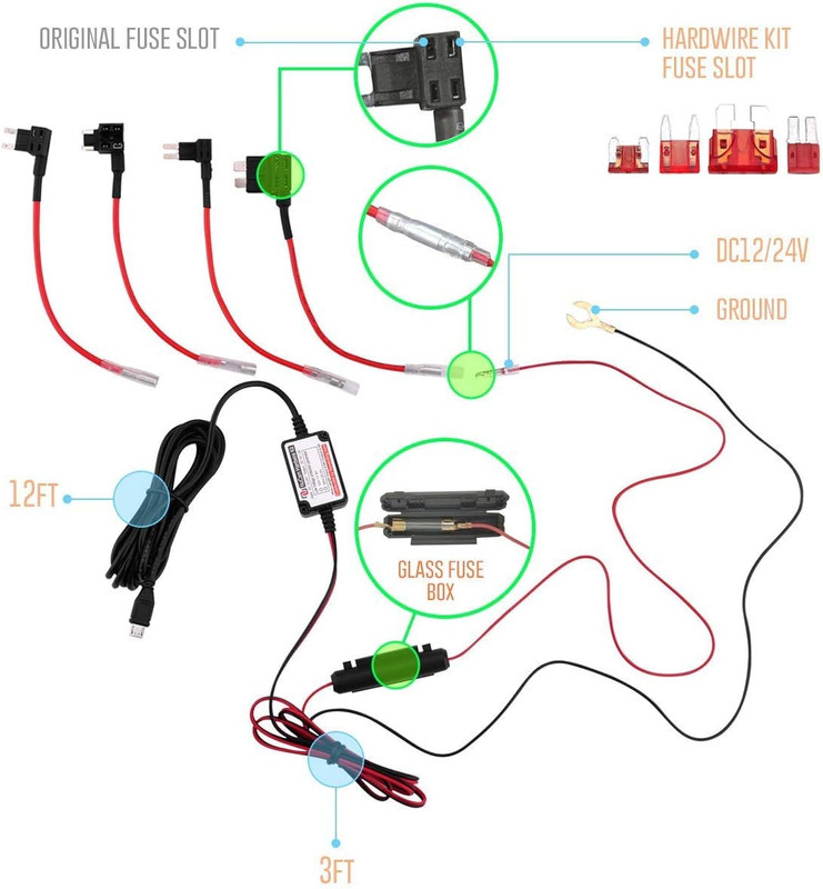 15Ft Micro USB & Mini USB Dash Cam & Type-C Hardwire Kit W. Mini(Acs)/Lp Mini(Ac gallery