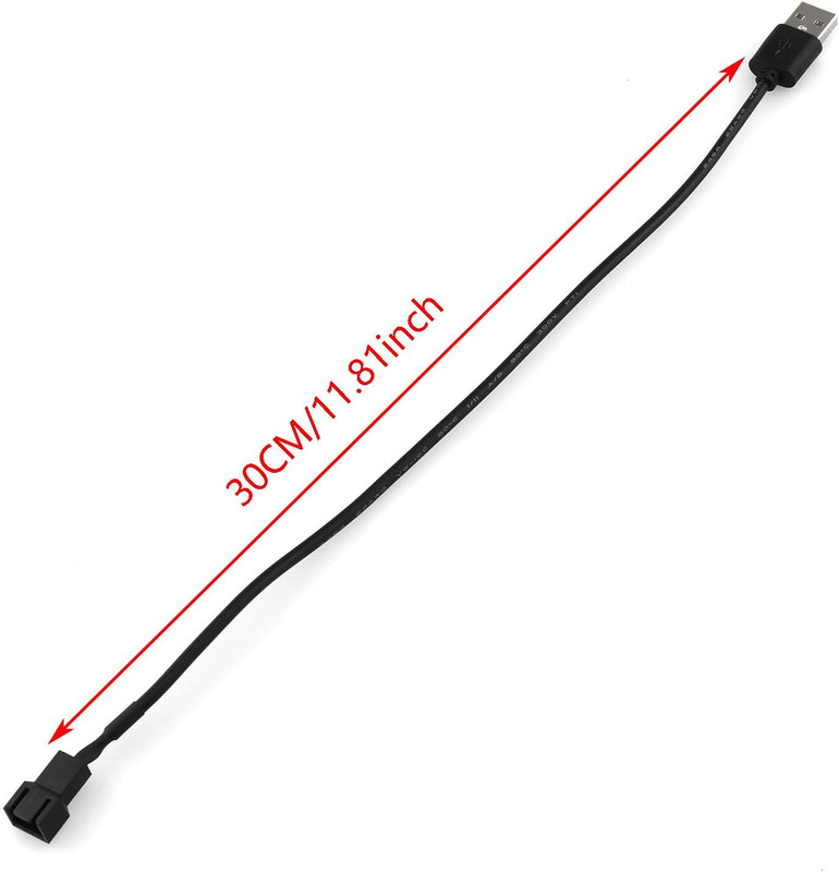 USB to 3Pin Cable 2PCS 30Cm/12Inch USB to 3-Pin PWM 5V USB Sleeved Fan Power Ada gallery