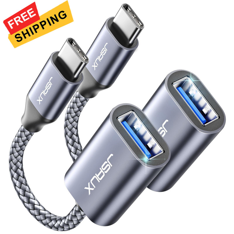 JSAUX USB C to 3.0 Adapter [2 Pack], C Male 2 Pack, Grey