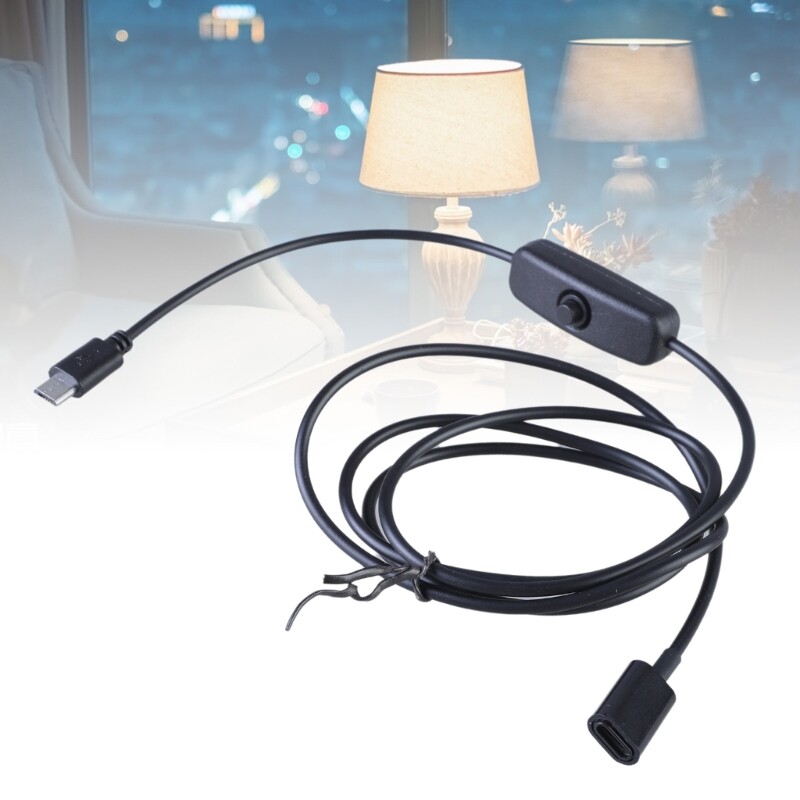 112cm Total Length 5V3A Type C to USB Power Cord Charging Cable Line Black gallery