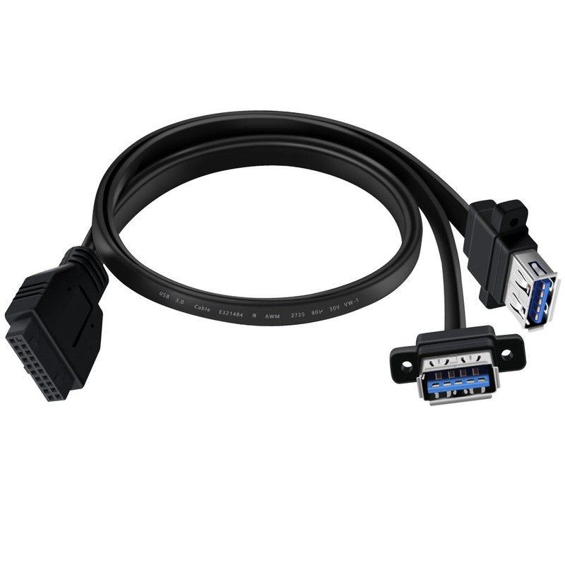 50cm USB 3.0 Front Panel Cable Extension Motherboard 19/20pin Header Splitter