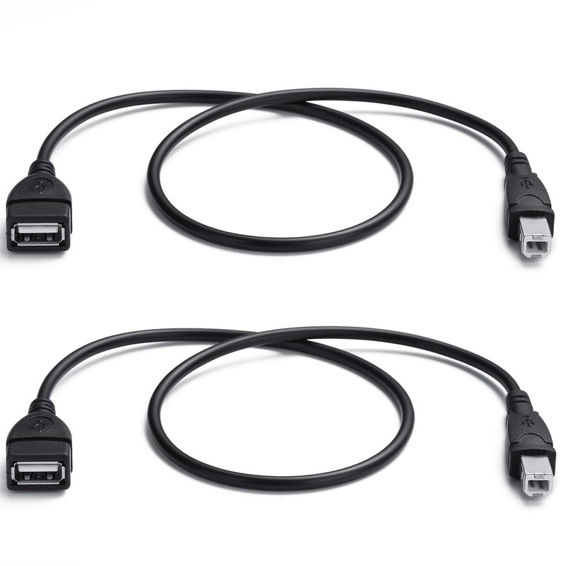 USB 2.0 A Female to USB B Male Printer Extender Connection Cable 2 Pack
