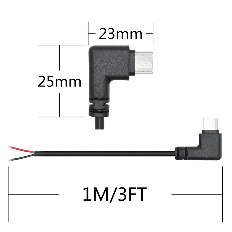 4Pcs 90 Degree USB C to 2 Pin Bare Wire Open End Wire 1M/3FT, Right Angle USB Ty gallery