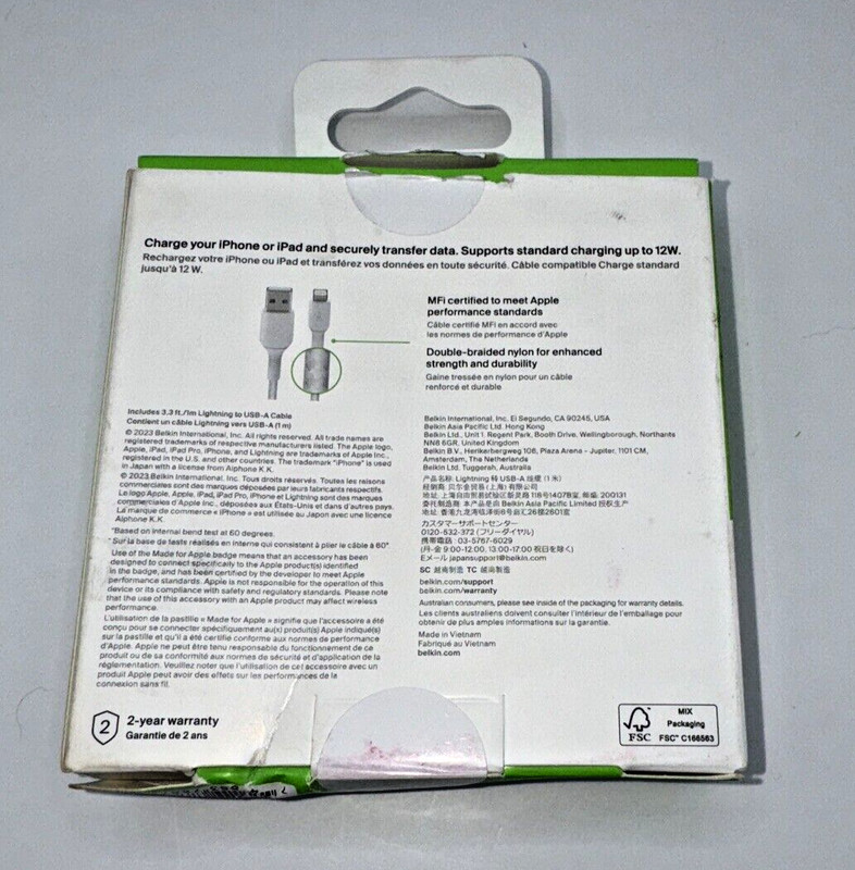 Belkin BoostCharge Braided Cable For Apple - 3.3ft/1M - White gallery
