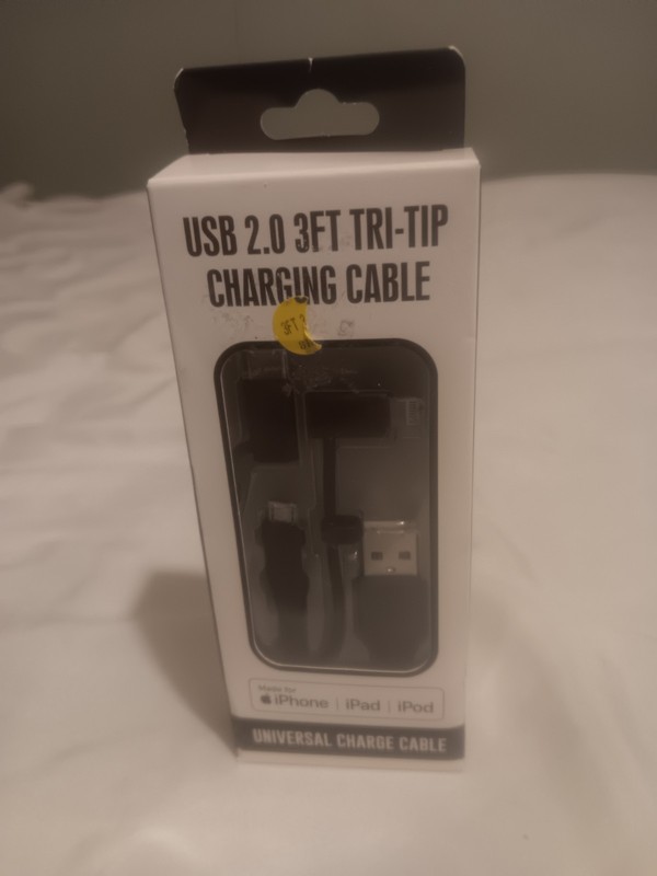 Universal 3 In 1 Charging Cable Made For iPhone iPad iPod USB 2.0 3FT TRI-TIP gallery