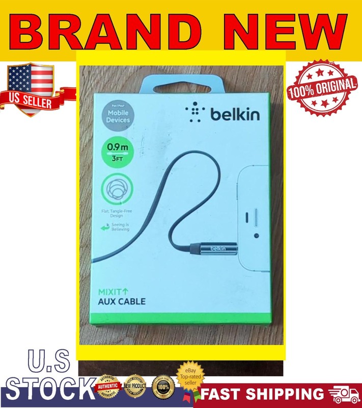 Belkin MIXIT 3 Feet 3.5mm Aux Auxiliary Cable For Car Home Audio – Black