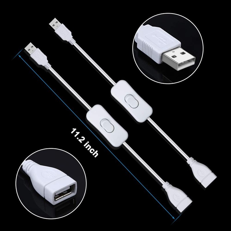Male to Female USB Cable with On/Off Switch 2-Pack Extension Inline Rocker gallery