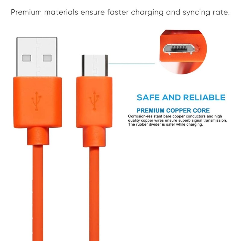 Fast Charging Replacement Cable 3.3ft for Ring Doorbell Pro/Plus Camera Orange gallery