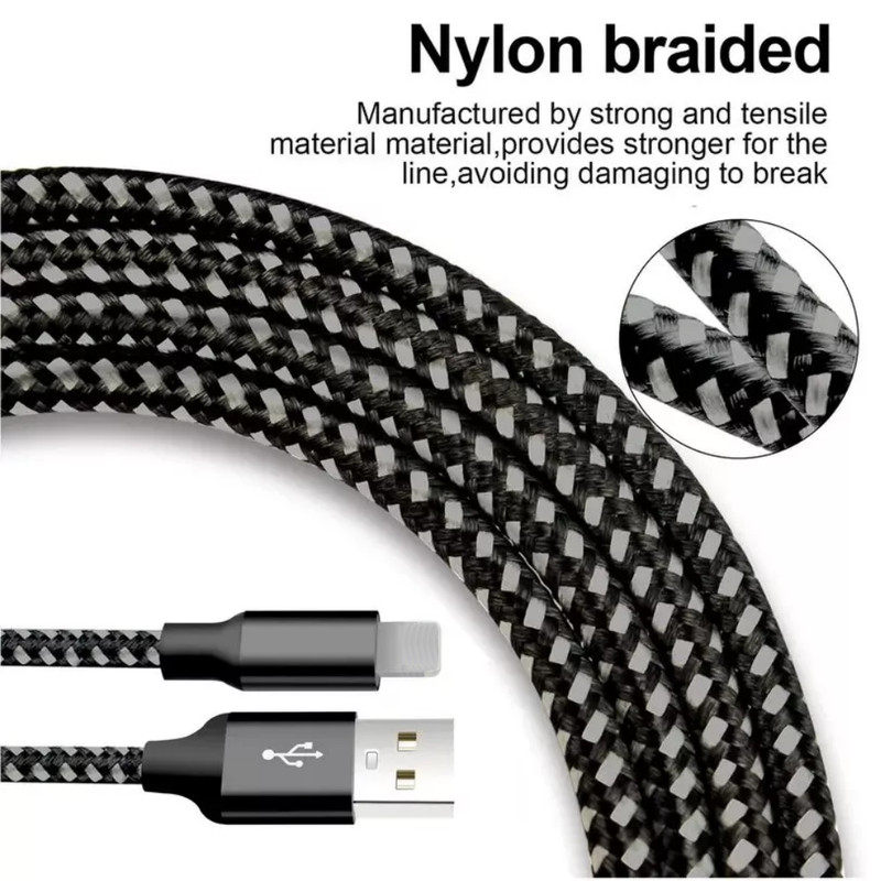 3 Pack Fast Charger Cable Heavy Duty Charging Cord 6ft For iPhone 14 13 12 11 XR gallery