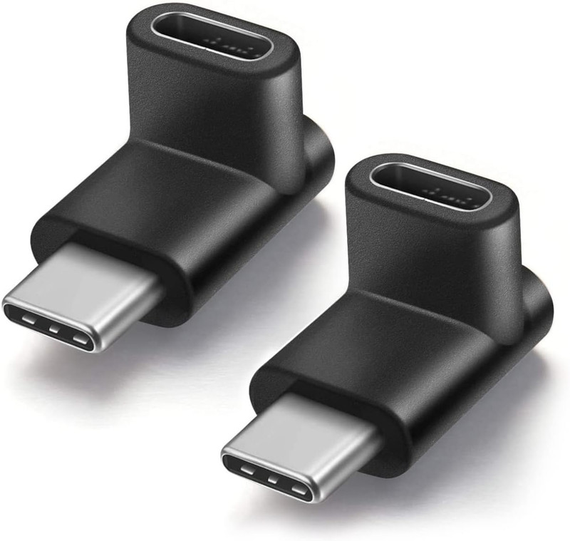 Right Angle Type C USB 3.1 Adapter, 90 Degree, 2 Pack | Male to Female, Right