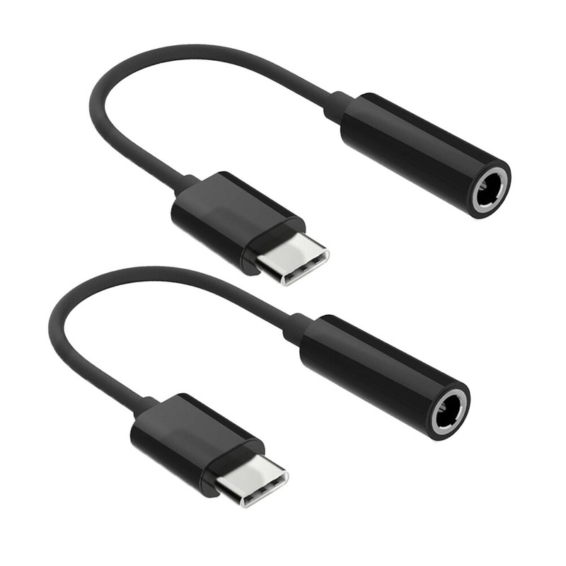2Pcs USB Type C to 3.5mm Female Headphone Jack Adapter For Samsung For iPhone US