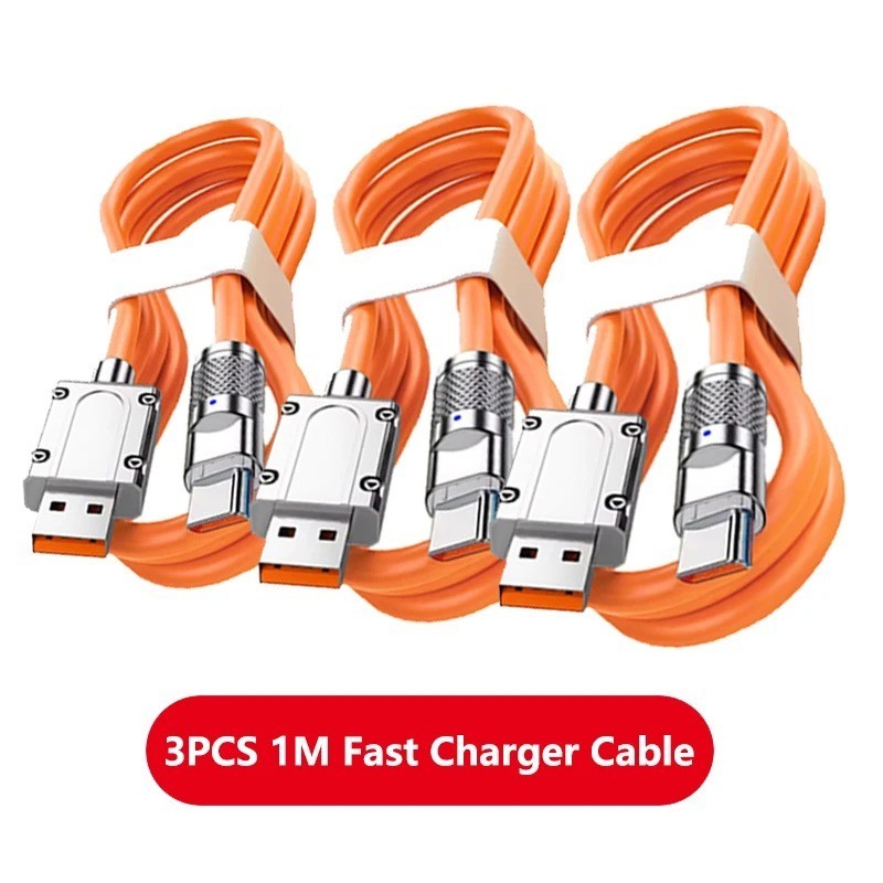3PCS 120W USB C to USB C Liquid Silicone Cable Super Fast Charging for Xiaomi Sa