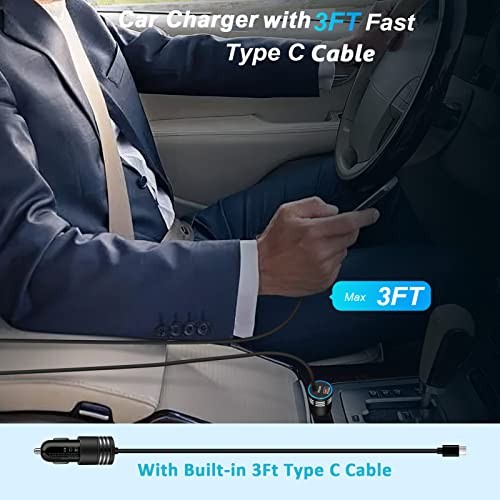 60W Super Fast Charging Android Car Charger Type C Rapid Samsung Straight Cable gallery