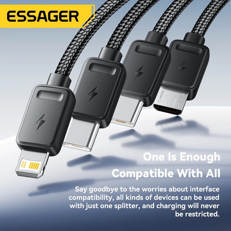 Essager 4-in-1 Fast Charging Cable Travel Type C Female To Multi USB Type C Wire gallery