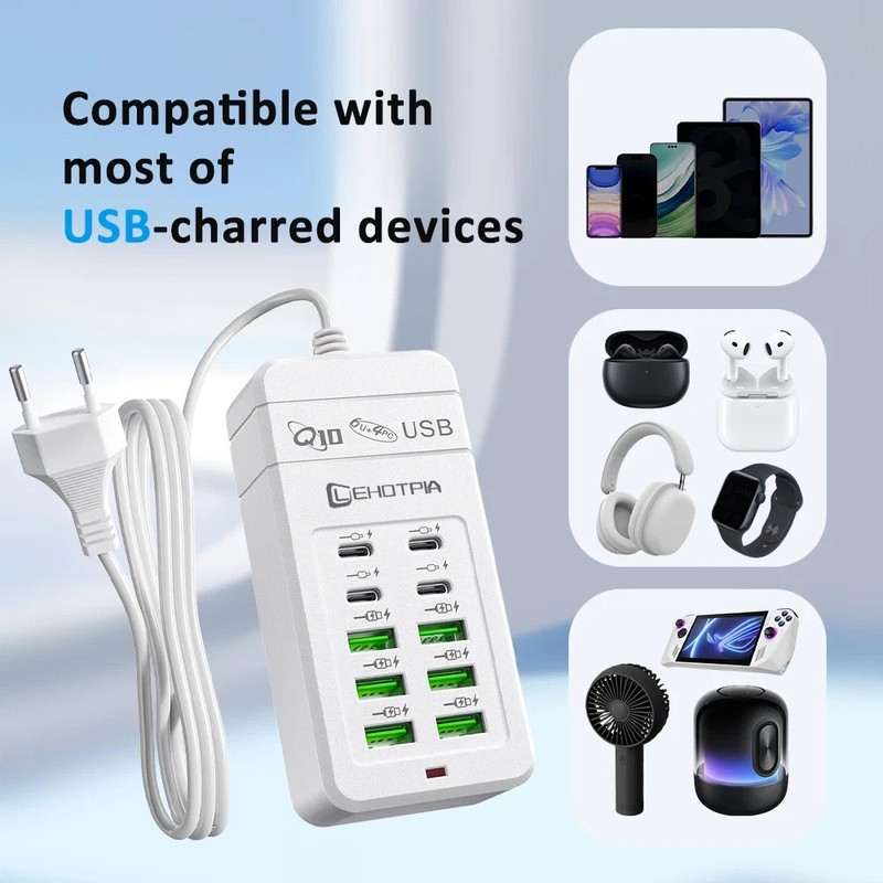 EU UK US Plug Multiple Rapide USB Charger Power Adapter 1.2M Extension Cord 6 US gallery