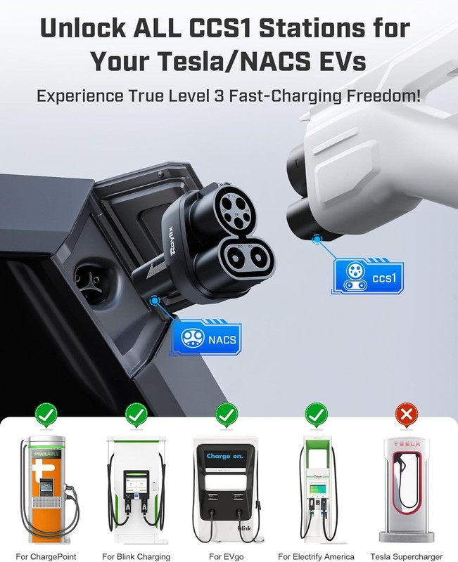 CCS1 to NACS Adapter Raylix 250kW for Tesla 2021-2026 gallery