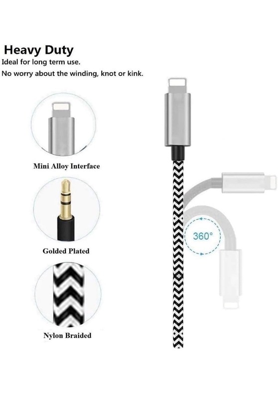 [Apple MFi Certified] iPhone to 3.5mm Car AUX Stereo Audio Cable (3FT/1M), Light gallery