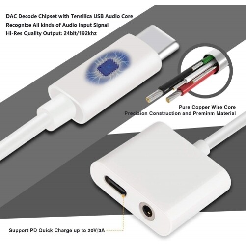 For Samsung Galaxy A54 5G/A53 5G - Earphone USB-C Headphone Adapter 3.5mm Jack gallery