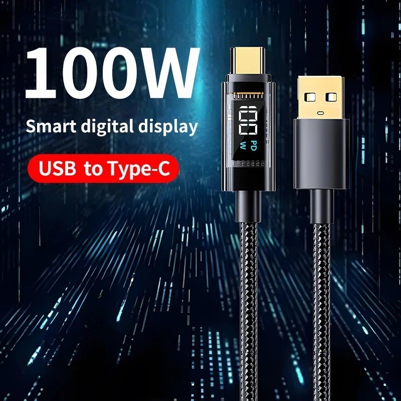 240W PD Fast Charging Type C to Type C Cable 100W Digital Display USB to Type C