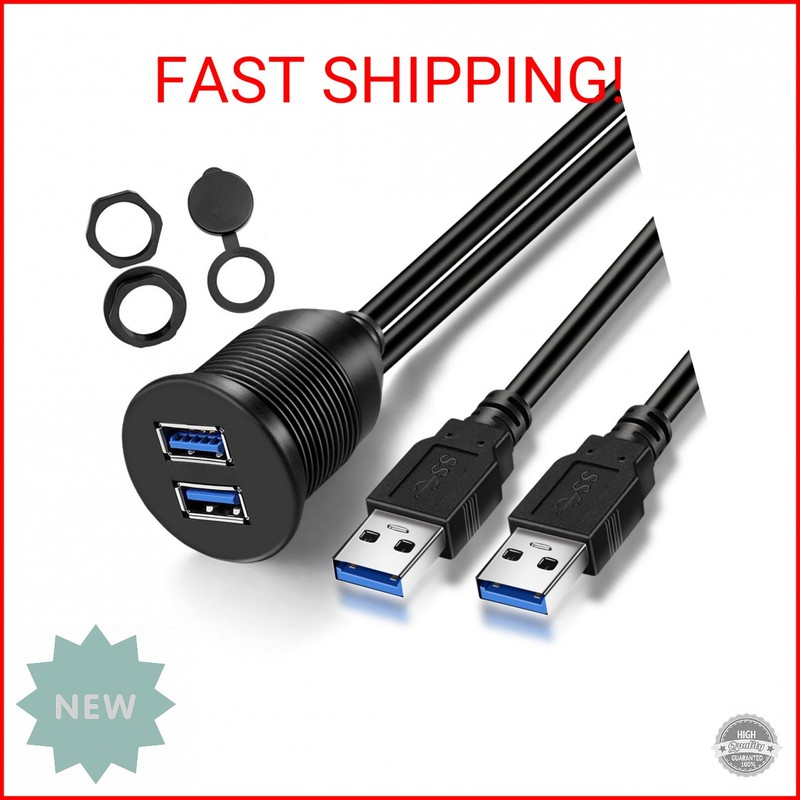 GOBGOD Double Ports USB 3.0 Car Flush Mount Cable, USB Dash Mount Adapter Male t