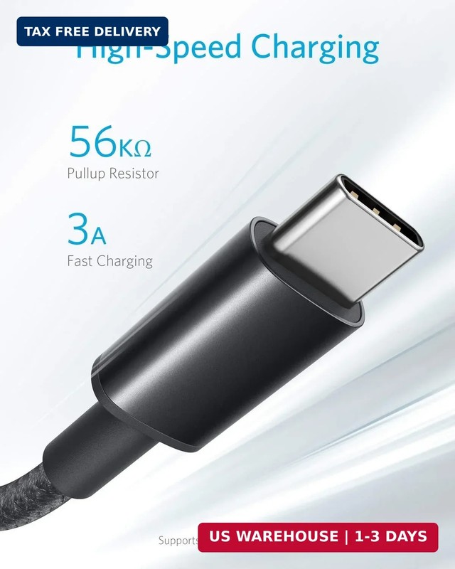 USB Type C Cable Anker 2-Pack 3Ft Premium Nylon USB-C to USB-A Fast Charging gallery