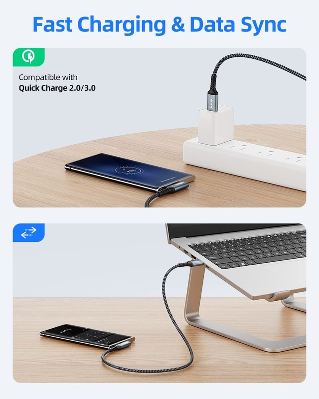 USB C 3.1 Gen 2 Cable, 0.5m USB A to C Nylon Braided 3A Fast Charge & Data Tr... gallery