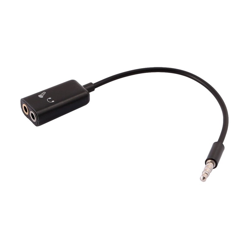 PC Cellphone 3.5mm Stereo Audio Male to Female Headset Microphone Adapter Black