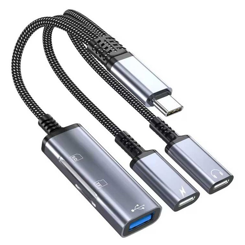 For Galaxy S24/S25/S26/Plus/Ultra – 3-in-1 USB-C Splitter Earphone Adapter
