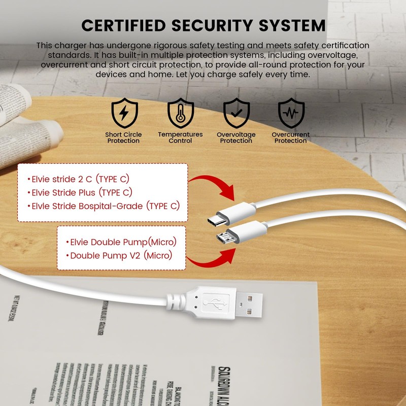 USB-C Charging Cable Charger Compatible with Elvie Baby Products Feeding Brea... gallery