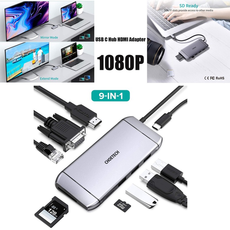 For XPS 13/15 4K CHOETECH Durable Carry USB C Hub Connect Adapter Part gallery