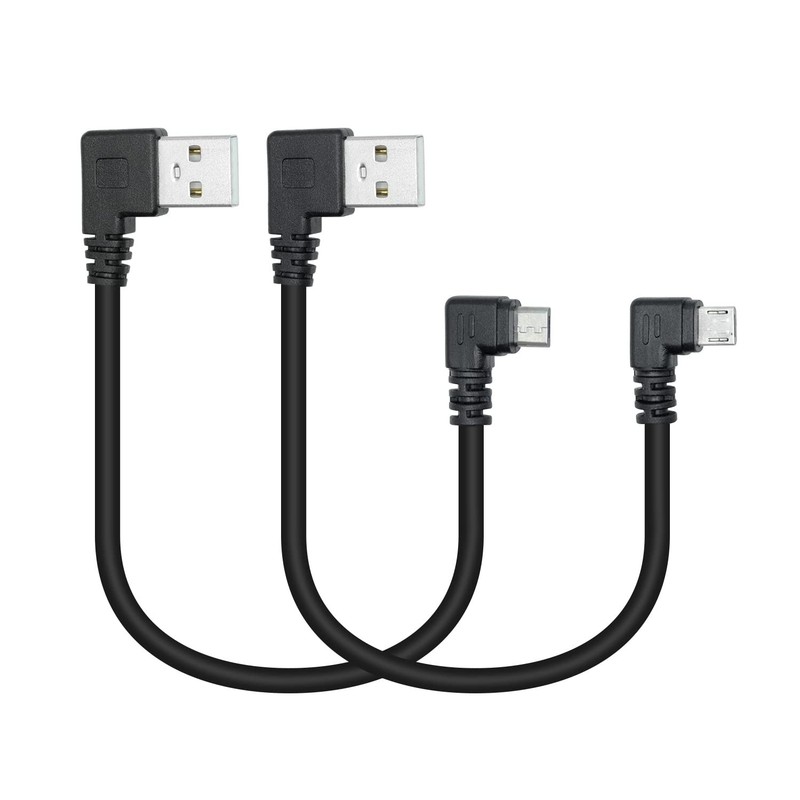 1 Pair 90 Degree Micro USB Power Cable 25cm, Left Right Angle Charging Data