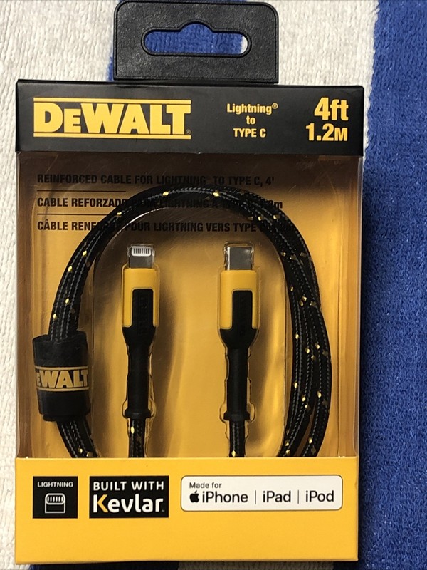 DeWalt Type C Reinforced Braided Cable For iPhone/iPad/iPod 4ft #DXMA1311357