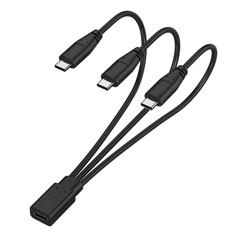 3-In-1 USB C Splitter Charge Cable, USB-C Female to 3 Type-C Male Charging Cord,