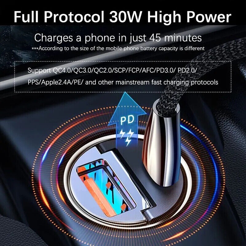 2 Port USB Super Fast Car Charger Adapter For iPhone Samsung Android Cell Phone gallery
