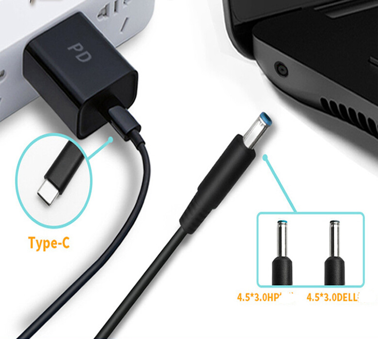 USB Type C to Notebook DC4.5x3.0 Port Adapter Charger Cable 1.5m for HP Dell 65W gallery