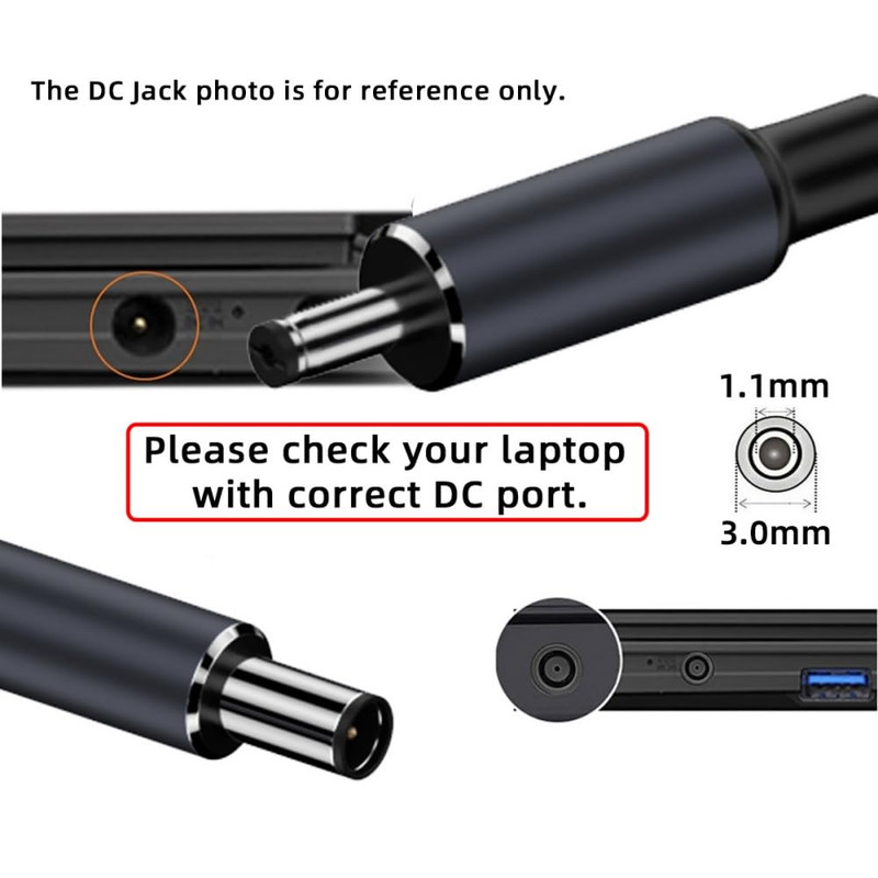 USB C to DC Adapter,Usb C Female to DC 3.0X1.1Mm Barrel Jack Plug PD 100W Laptop gallery