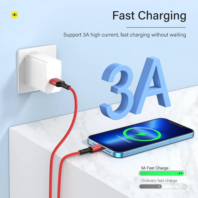 USB Cable for Iphone 5 6 7 8 plus X XS XR 11 12 13 14 Pro Max SE 1M 2M Long 0.25 gallery