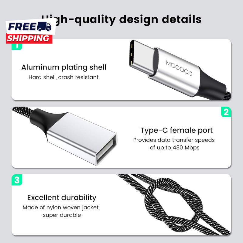 USB C to USB Adapter Type C Splitter Dual USB 2.0 OTG Y-Cable for Iphone17/16 gallery