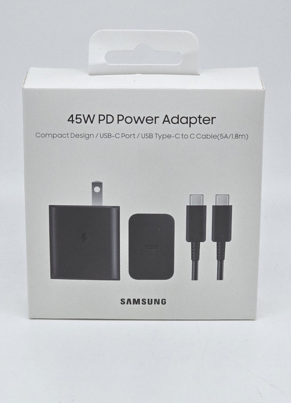 Samsung 45W PD Power Adapter + USB-Cable Type-C Port to Type-C - Black - NEW