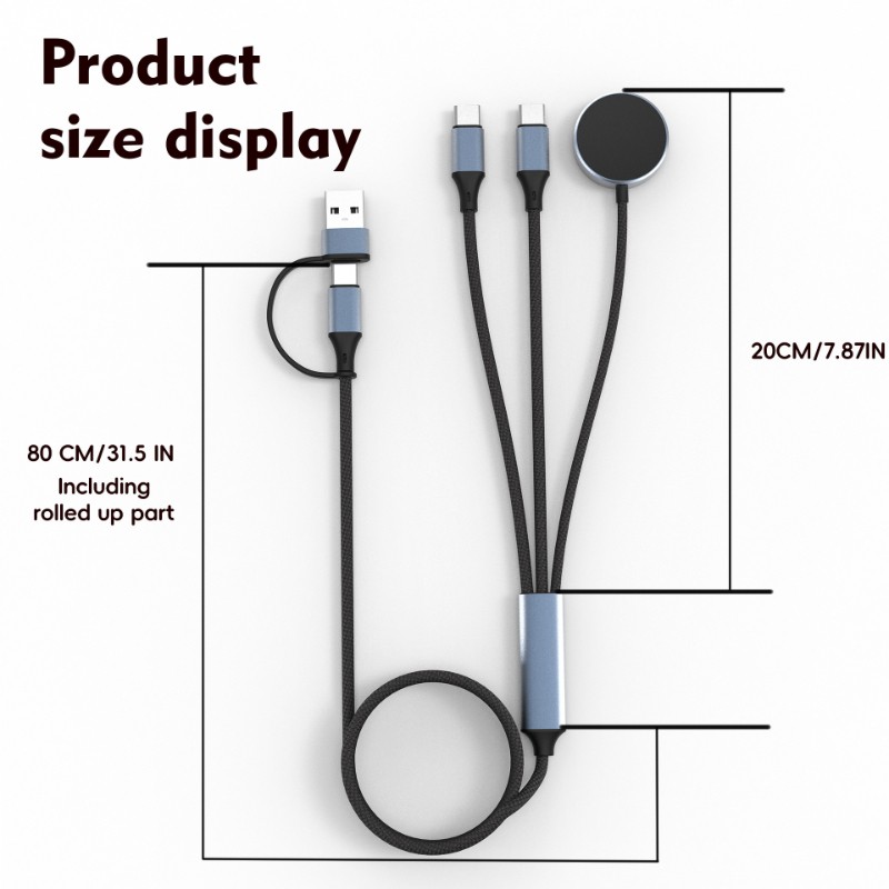 5in2 Charging Cable USB-C To USB-C for Apple Watch/ Samsung Watch, 100W PD cable gallery