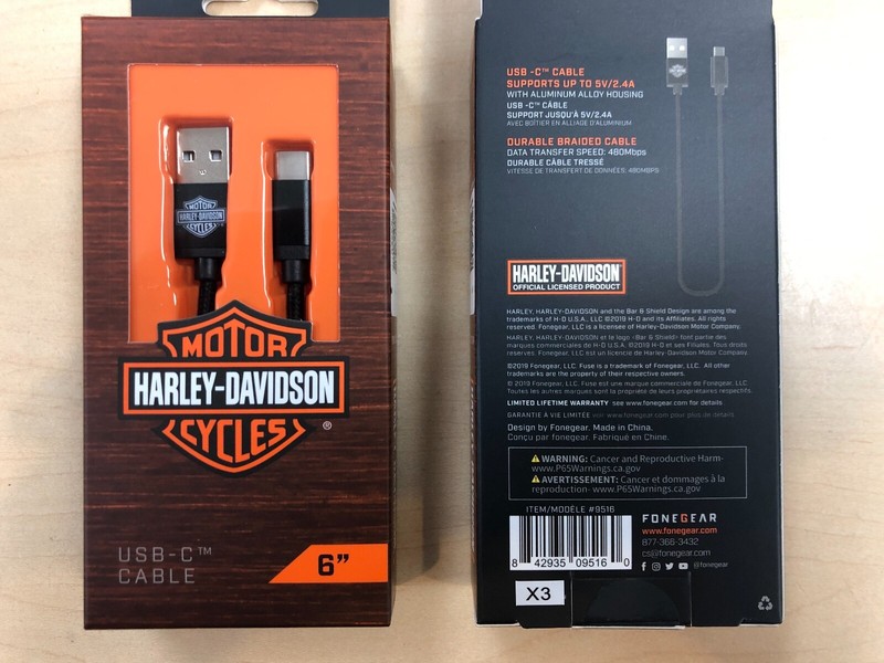 4X Harley-Davidson LOGO Short 6 inch USB-A to USB-C Cable 6 inch