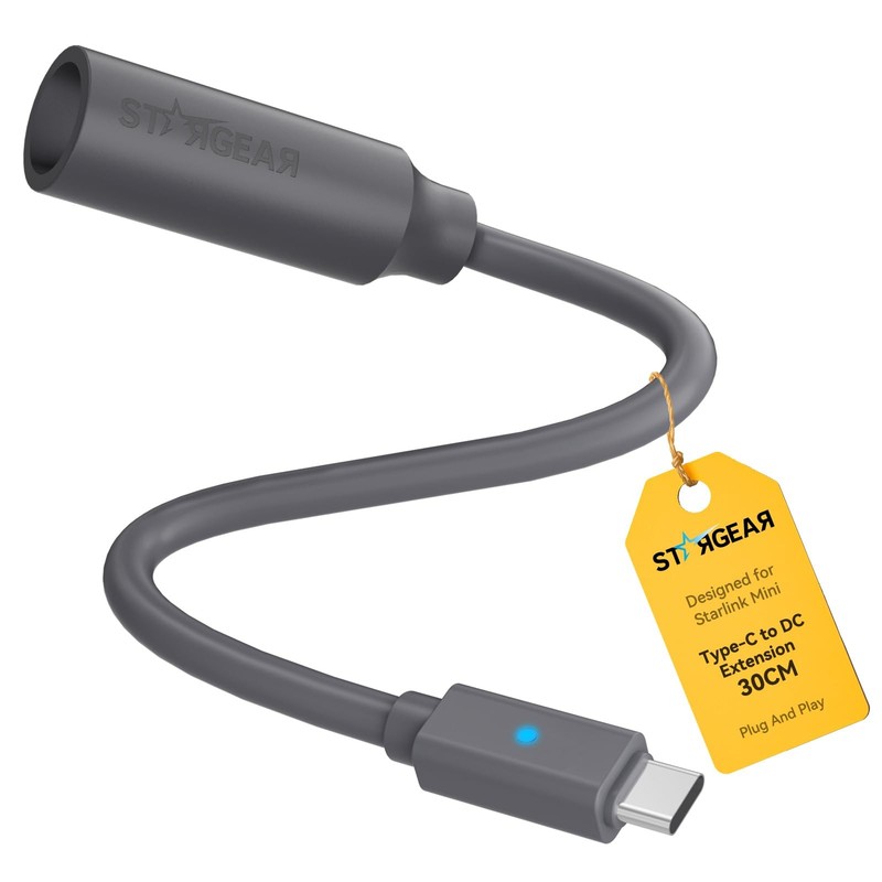 Starlink Mini Power Cable 30CM, 16AWG Starlink Mini USB C to DC Extension Cab…