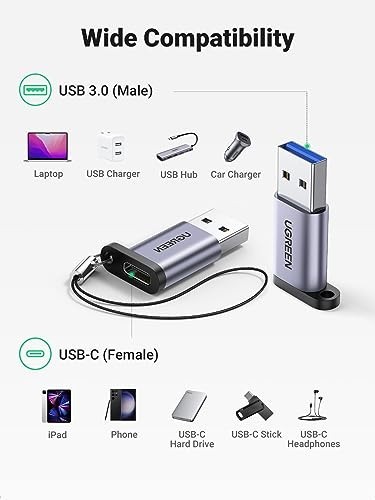 10Gbps USB C Female to USB Male Adapter 2 Pack, Type C to USB A Charger Converte gallery