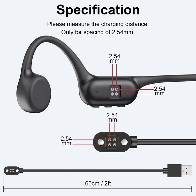 Charging Cable for Bone Conduction Headphones, 2.54mm Pitch Magnetic USB Char... gallery