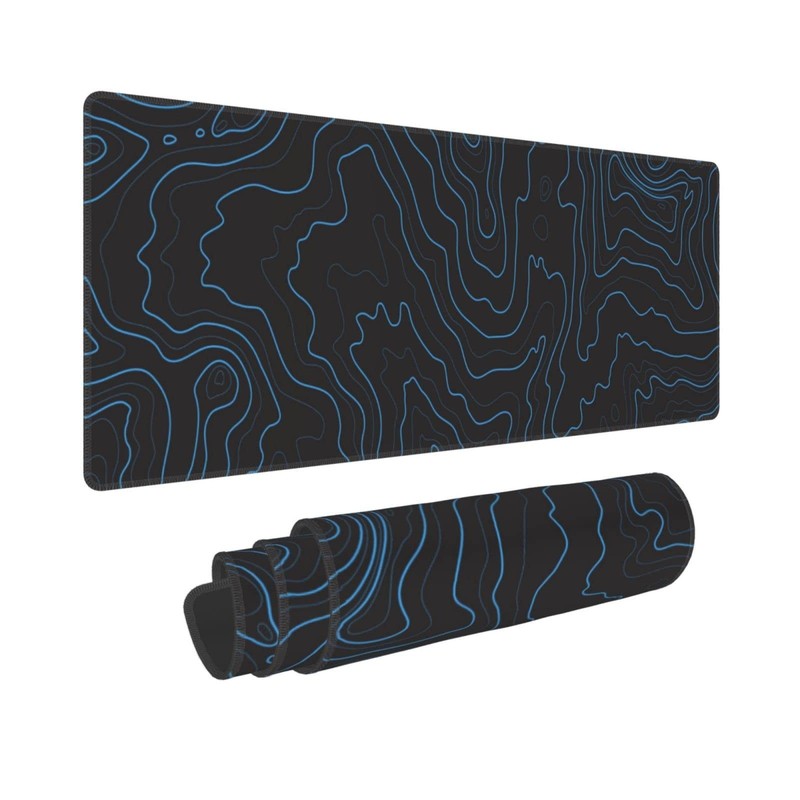 Topographic Contour Gaming Mouse Pad XL, Large Non Slip Rubber Mousepad, Stit…