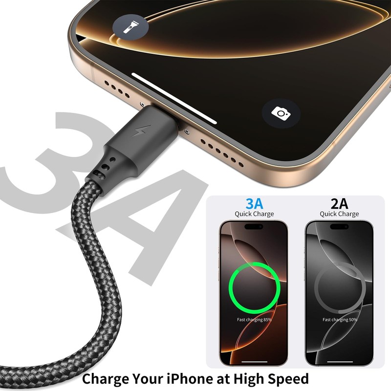 6 inch Short USB C Cable 3A Fast Charging, 3Pack 0.5ft A to 0.5FT, Black gallery