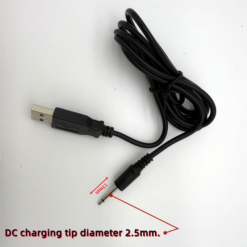 2 PCS 5.0ft Replacement DC Charging Cable USB to DC 2.5mm Pinhole 17mm Black gallery
