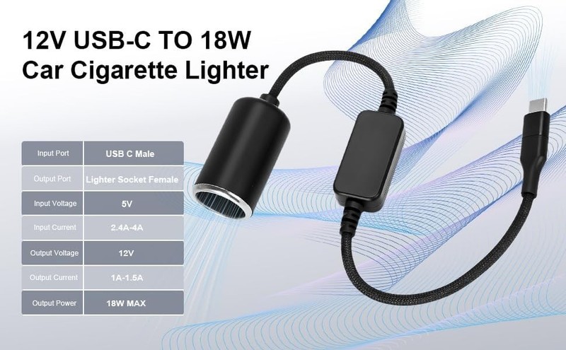 USB C to 12V Adapter, USB C to 12V Cigarette Lighter Adapter ，Type C Male to ... gallery