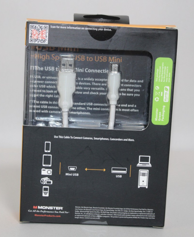 🔌 Monster Essentials USB to Mini USB Cable – 0.5FT / 0.15M – WHITE – NEW IN BOX gallery