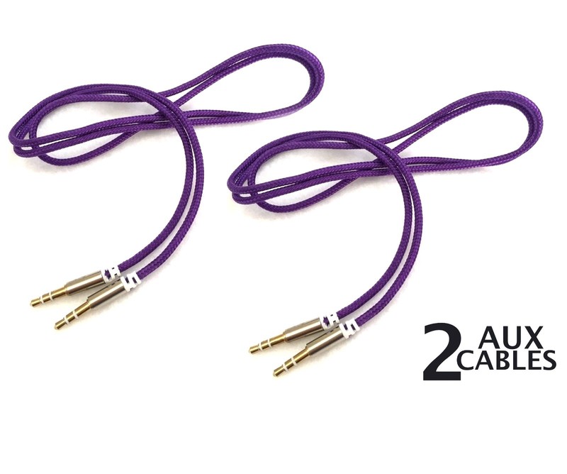 2 x PIECES – iPod to Car Stereo AUX / Auxillary Wire Cord 3Ft 3.5mm PURPLE Cable